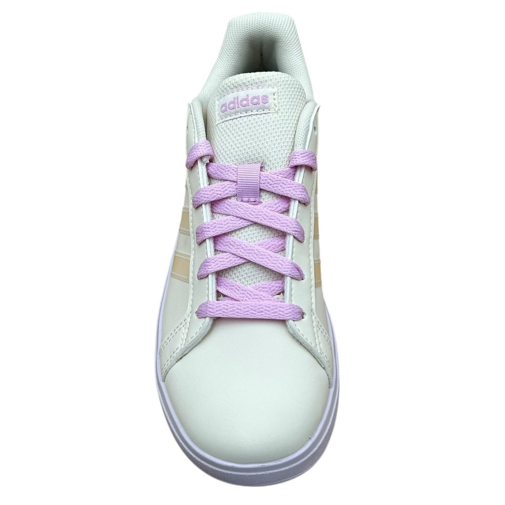Adidas Grand Court Youth Girls Casual Sneakers Size 7 Chalk White-Lilac Low Top‎ - Picture 5 of 13